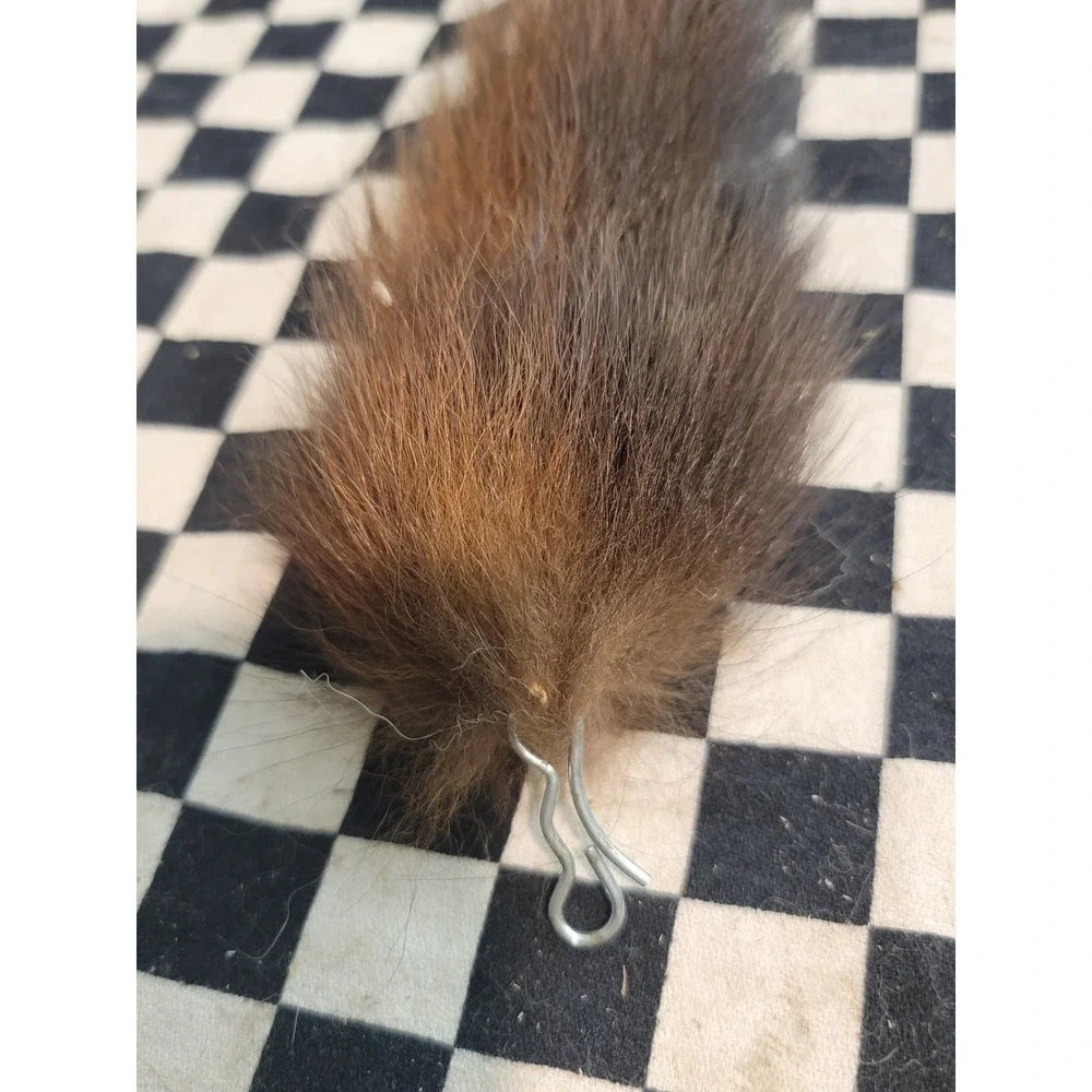 Real Tanned Fur Tail w/ Clip | Natural Brown Fur | Craft / Lure / Decor